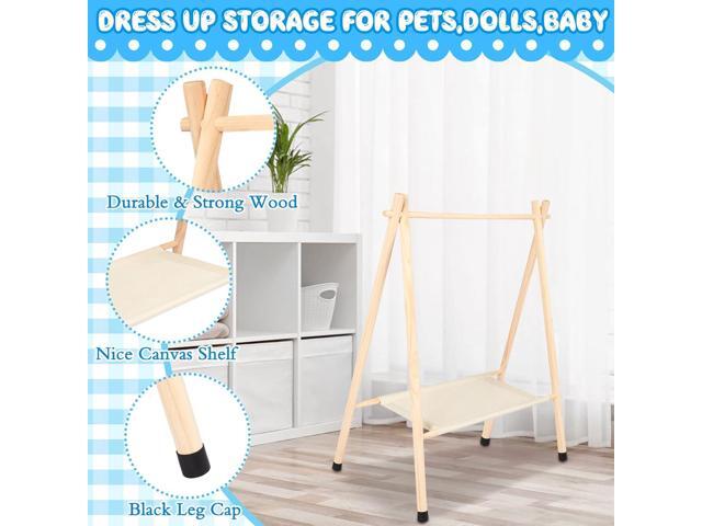Queekay Baby Clothing Rack for Baby Shower Toddlers Wooden Kids Dress up Rack with Storage Shelf for Toddler Dogs Pets Small Clothes Kids Garment...