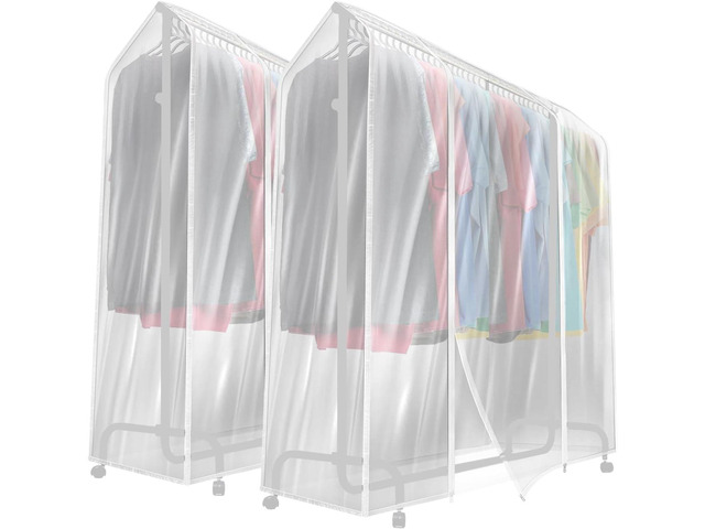 Sorbus Cover for Garment Rack 2 Pack- 6 Ft Transparent Clothes Rack Cover, Garment Coat Hanger Protector Dustproof Waterproof Clothing Storage...