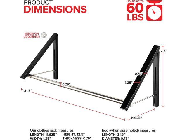 Double Foldable Clothing Rack w/ Extension Rod, Wall-Mounted Retractable Clothes Hanger for Laundry Dryer Room, Hanging Drying Rod, Small...