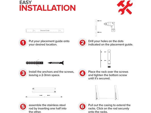 Double Foldable Clothing Rack w/ Extension Rod, Wall-Mounted Retractable Clothes Hanger for Laundry Dryer Room, Hanging Drying Rod, Small...