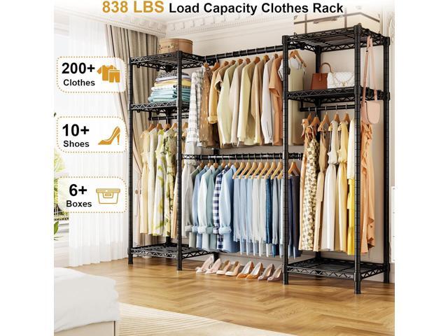Ulif E7 Garment Rack, Heavy Duty Clothes Storage System with Extendable Hangers Rods, Metal Clothe Rack with 6 Wire Shelves, (52.3'-72') W x 14.5'...