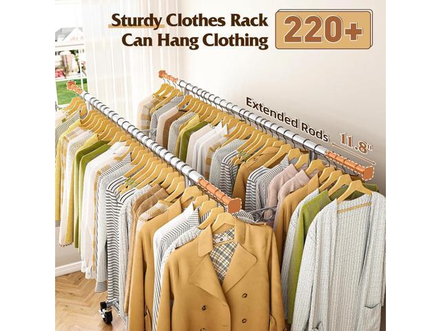 Raybee Clothes Rack Load 630LBS, Heavy Duty Clothes Rack, Rolling Clothing Racks for Hanging Clothes with Wheels, Adjustable & Commercial Garment...