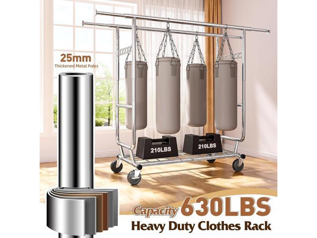Raybee Clothes Rack Load 630LBS, Heavy Duty Clothes Rack, Rolling Clothing Racks for Hanging Clothes with Wheels, Adjustable & Commercial Garment...