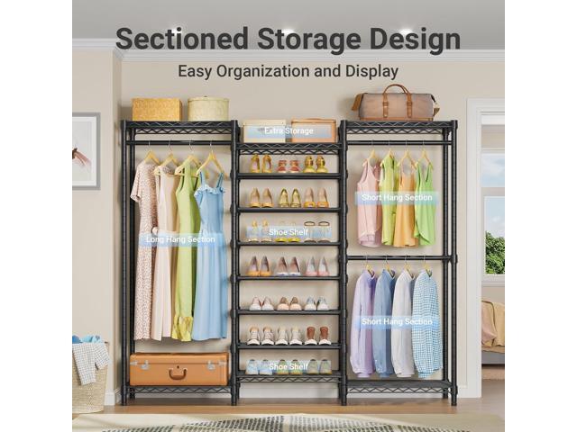 VIPEK S3 Heavy Duty Garment Rack Freestanding Clothes Rack Closet Storage Organizer Large Wardrobe with 6-Tier Shoe Rack, Hanging Rod, Adjustable...