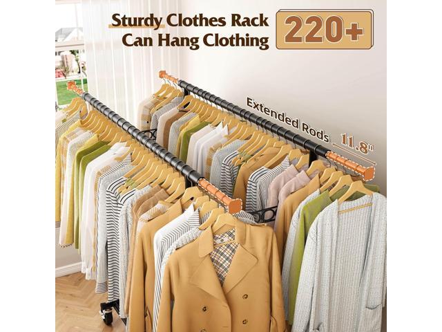 Raybee Clothes Rack Load 630LBS, Heavy Duty Clothes Rack, Rolling Clothing Racks for Hanging Clothes with Wheels, Adjustable & Commercial Garment...