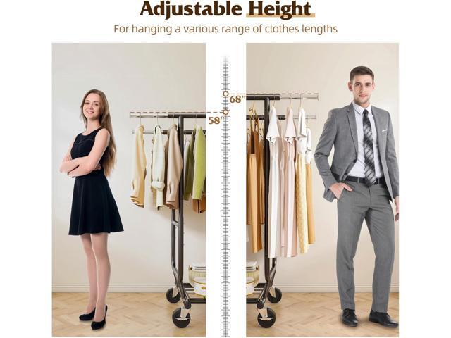 Raybee Clothes Rack Load 630LBS, Heavy Duty Clothes Rack, Rolling Clothing Racks for Hanging Clothes with Wheels, Adjustable & Commercial Garment...