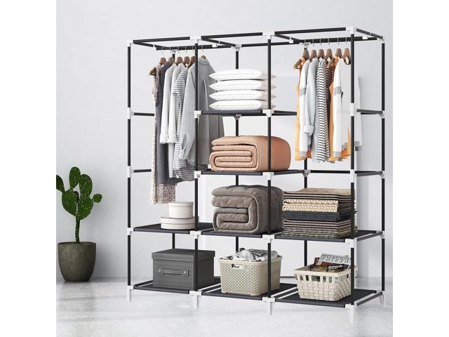 Portable Closet, 51 Inch Wardrobe Closet for Hanging Clothes with 2 Hanging Rods, 8 Storage Organizer Shelves for Bedroom, Durable and Easy to...