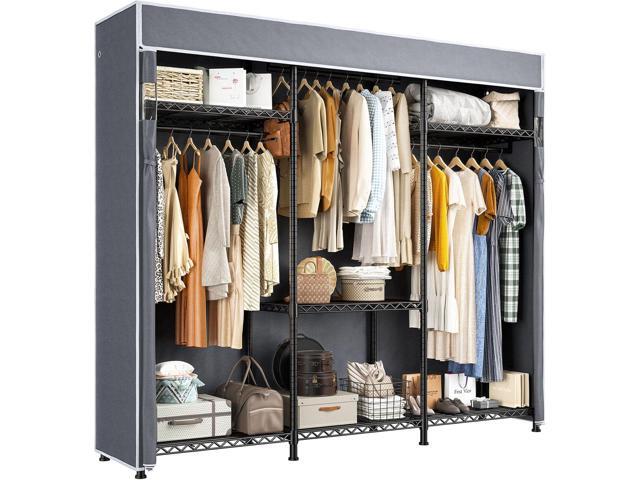 Raybee Heavy Duty Clothes Rack with Cover 800 LBS Clothing Racks for Hanging Clothes for Bedroom 56' Wx 16' Dx75.5 H