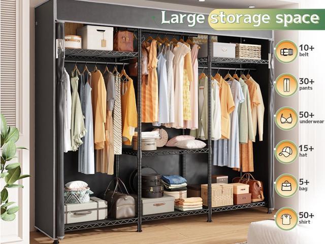 Raybee Heavy Duty Clothes Rack with Cover 800 LBS Clothing Racks for Hanging Clothes for Bedroom 56' Wx 16' Dx75.5 H