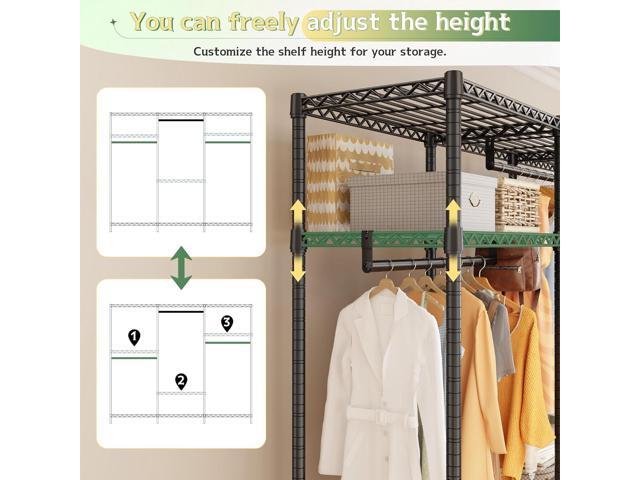 Raybee Heavy Duty Clothes Rack with Cover 800 LBS Clothing Racks for Hanging Clothes for Bedroom 56' Wx 16' Dx75.5 H