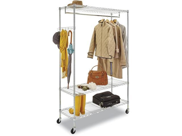 Alera ALEGR364818SR Moble Wire Shelving Garment Rack, 48' x 18' x 75', Silver