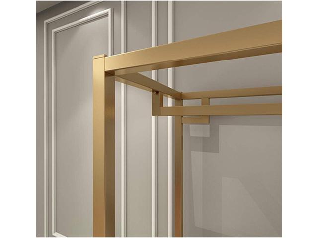 HOMEKAYT Gold Clothing Racks with Shelves, Weeding Dress Retail Clothes Rack Freestanding, Shoes Bags Clothes Organizer Garment Rack (59' L)