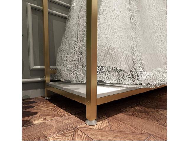 HOMEKAYT Gold Clothing Racks with Shelves, Weeding Dress Retail Clothes Rack Freestanding, Shoes Bags Clothes Organizer Garment Rack (59' L)