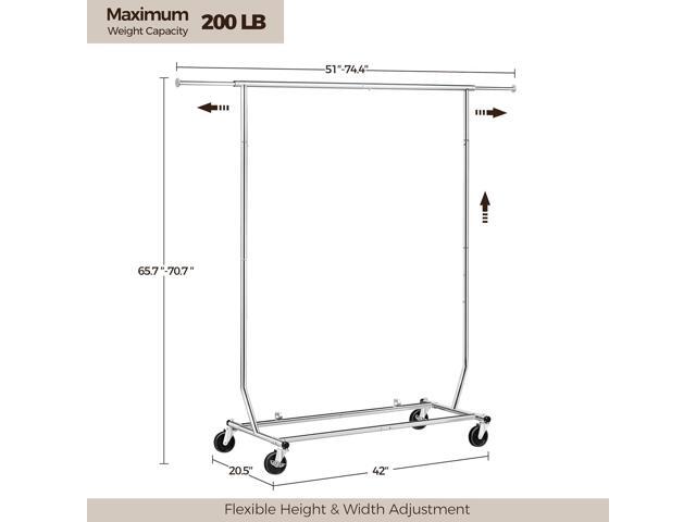 Yaheetech Clothes Rack with Wheels, Heavy-Duty Clothing Organizer, Adjustable Commercial Retail Display Rack, Portable Closet, Chrome-Plated, Silver