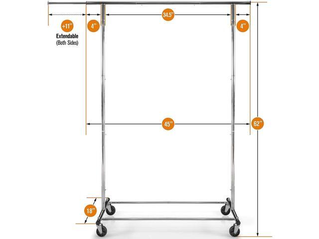 Clothes Rack for Hanging Clothes - Heavy Duty Commercial Grade Chrome for Clothing, Garment Rack Adjustable, Collapsible, Expandable Clothing Rack,...