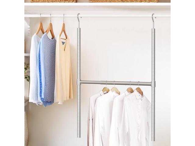Simple Houseware Adjustable Closet Hanging Rod, Chrome