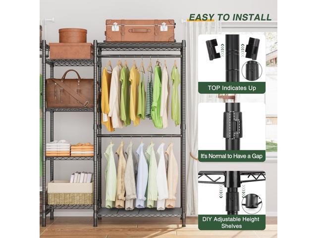 LEHOM G6M Heavy Duty Clothes Rack for Hanging Clothes, Portable Garment Rack Compact Size Closet Organizer, Freestanding Metal Clothing Rack...