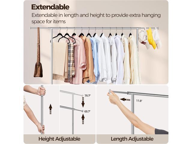 Yaheetech Clothes Rack with Wheels, Heavy-Duty Clothing Organizer, Adjustable Commercial Retail Display Rack, Portable Closet, Chrome-Plated, Silver