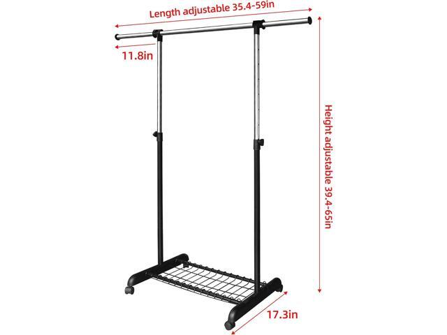 LiaMeE Adjustable Clothing Rack for Hanging Clothes, Heavy Duty Garment Rack with WheelsFree Standing Rolling Clothes Rack with Shelf & Grid, Easy...