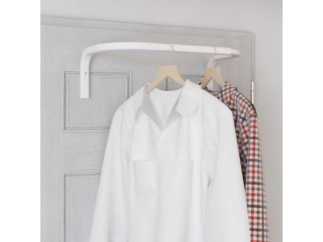 Sofia Clothes Rack, Hanging Closet Organizer Adjustable & Wall Mount Clothes Rail Laundry Organizer Steel, White