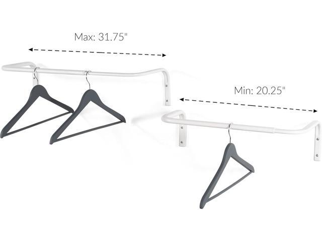 Sofia Clothes Rack, Hanging Closet Organizer Adjustable & Wall Mount Clothes Rail Laundry Organizer Steel, White