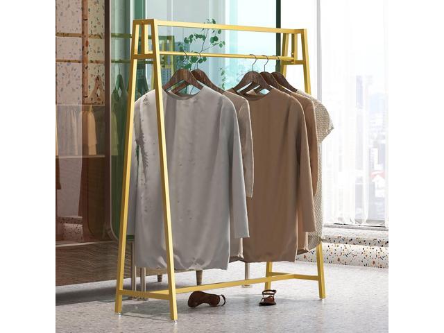 HOMEKAYT Gold Clothing Racks for Hanging Clothes,Modern Metal Heavy Duty Garment Rack,Portable Retail Display Rack Iron Clothing Racks 47''L-Gold