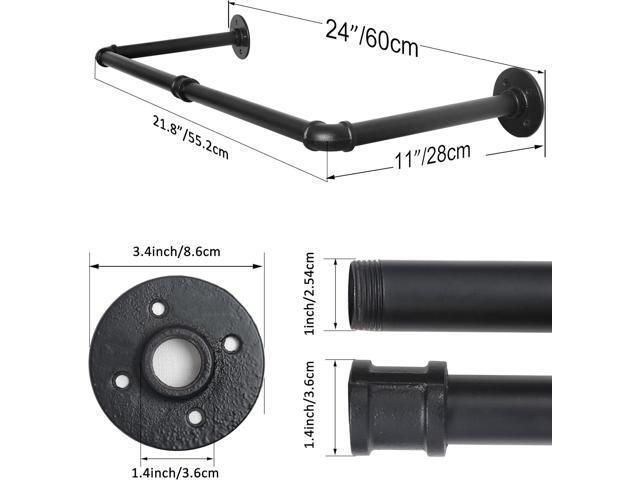 WEBI Clothing Rack Wall Mount,24' Industrial Pipe Clothes Rack for Hanging Clothes,Heavy Duty Iron Garment Rack Bar,Retail Display Clothes Rod for...