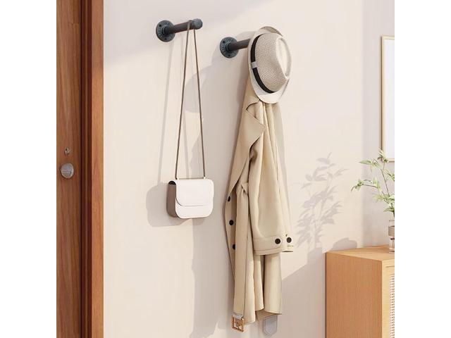 Cast Iron Wall Mounted Clothes Rack, Heavy Duty Industrial Pipe Clothing Rack for Hanging Clothes, Garment Racks for Wardrobe Organizers and...