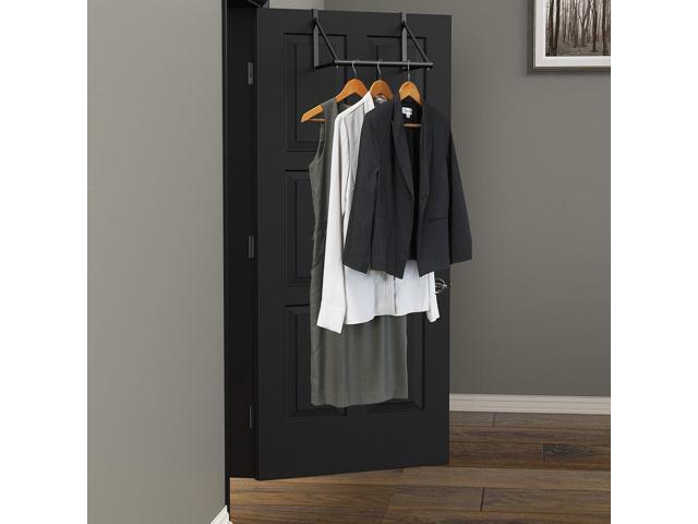 Simple Houseware Over The Door Clothes Hanging Rod, Black
