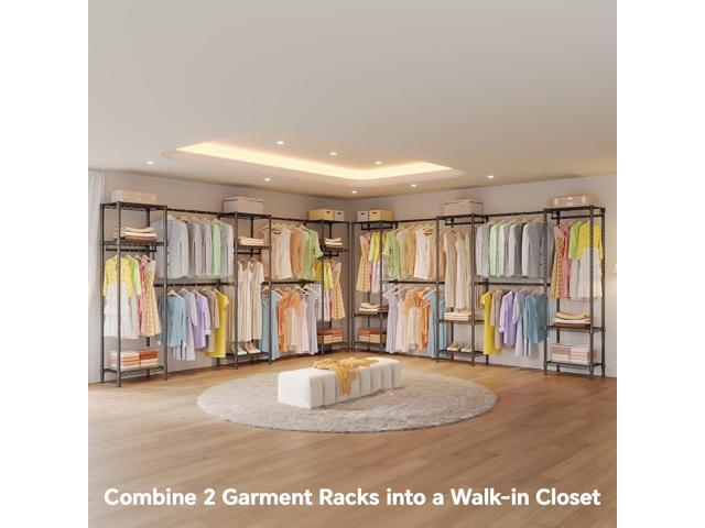 H11 Large Clothing Rack for Hanging Clothes Heavy Duty Garment Rack, Freestanding Wardrobe Closet Organizer and Storage with Expandable Hanger...