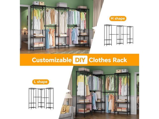 H11 Large Clothing Rack for Hanging Clothes Heavy Duty Garment Rack, Freestanding Wardrobe Closet Organizer and Storage with Expandable Hanger...