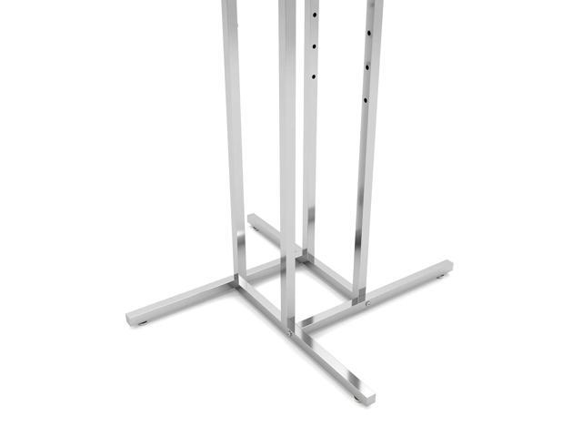 Clothing Rack Heavy Duty Chrome 4 Way Rack, Adjustable Arms, Square Tubing, Perfect for Clothing Store Display With 4 Slanted Arms