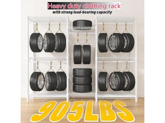 Raybee Clothing Racks for Hanging Clothes with Cover, Clothes Rack Loads 905 LBS,Heavy Duty Portable Closet with Shelves, Adjustable,White,75'...