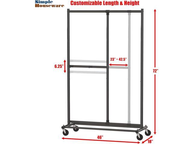 Simple Houseware Dual Bar Adjustable Garment Rack, Black, 72-inch Height