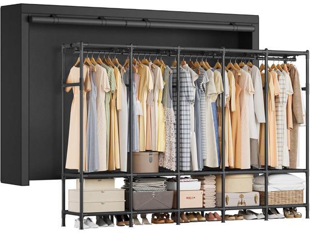 SONGMICS Wardrobe Closet, 83.5 Inch Large Capacity Portable Closet, Clothing Rack, 25 mm Dia,Thick Steel Tubes, Clothes Organizer with Fabric...