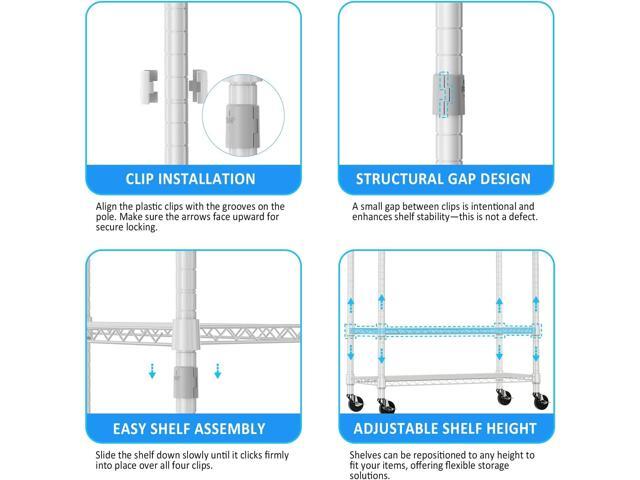IZEUK Heavy Duty Rolling Garment Rack with 3 Adjustable Wire Shelves, Hanging Rod & Side Hooks - Mobile Clothes Rack with Wheels, 29.5' W x 15.7' D...