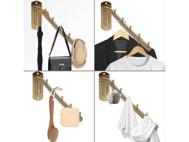 Sumnacon Stainless 2 Pcs Steel Clothes Hanger Rack-Wall Mount Garment Hook with Swing Arm, Sturdy Coat Robe Storage Organizer for Laundry Room...