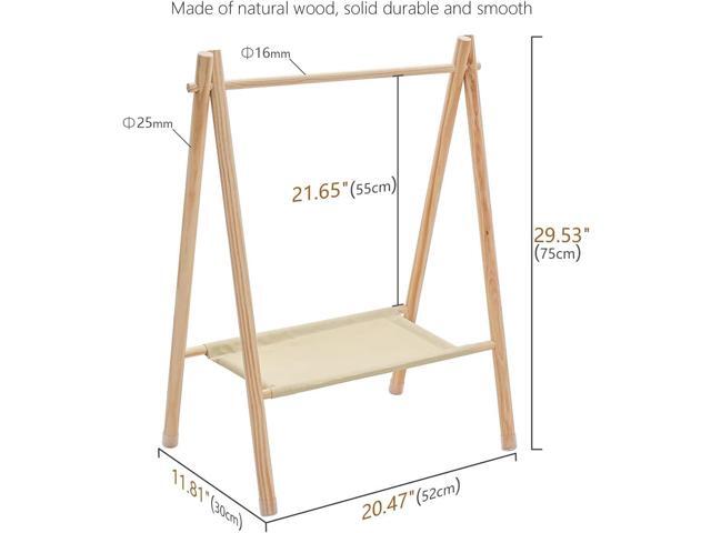 Garment Rack for Pets/Dolls/Baby, Hanger Rack, Dress up Storage, Clothes Organizer, Wooden (Beige, Medium)