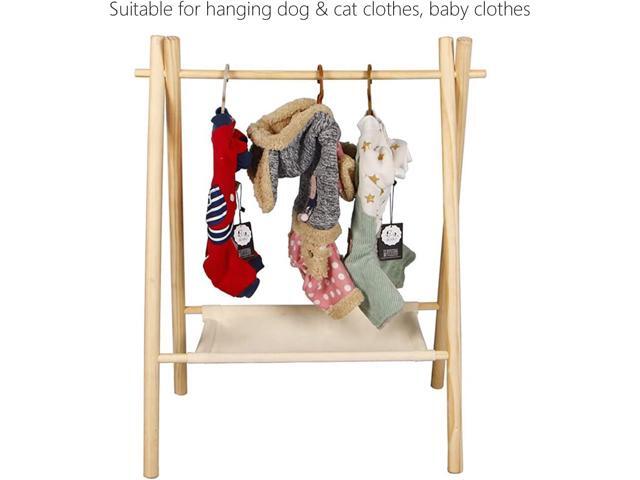 Garment Rack for Pets/Dolls/Baby, Hanger Rack, Dress up Storage, Clothes Organizer, Wooden (Beige, Medium)