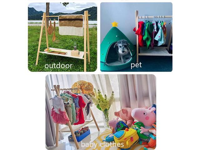Garment Rack for Pets/Dolls/Baby, Hanger Rack, Dress up Storage, Clothes Organizer, Wooden (Beige, Medium)