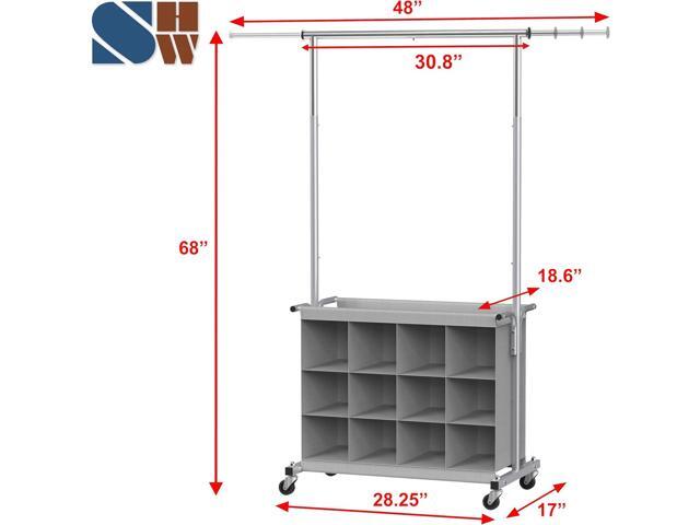 SIMPLE HOUSEWARE Garment Rack with Extensible Haning Rod and 16 Shoes Organizer, Grey