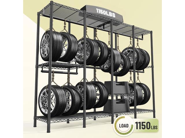 Raybee Heavy Duty Clothes Rack for Hanging Clothes,Clothing Rack with Shelves, Adjustable,76' W x 77' H x 18' D,Max Load 1150lbs,Black