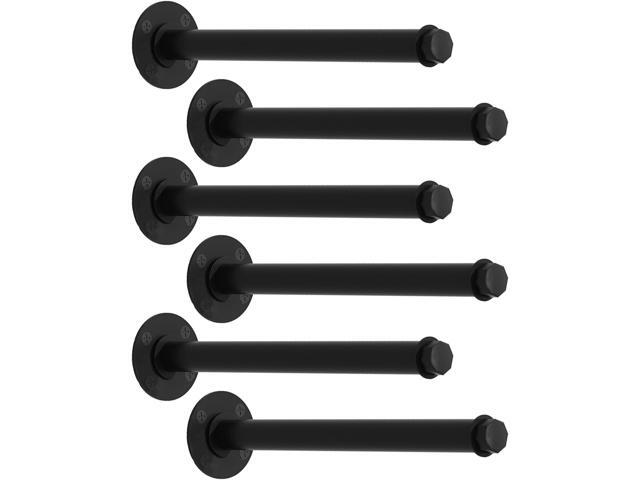 6 Pcs Industrial Pipe Clothes Bars 12 inch, Industrial Pipe Clothing Racks, Wall Mount Closet Rods for Hanging Clothes, Black Closet Bar Rod for...