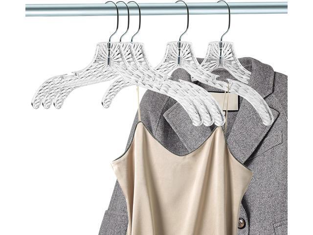 Quality Clear Plastic Hangers 12 Pack - Durable Crystal Cut Heavy Duty Hangers for Clothes, Shirts, Suits, Coats, Dresses