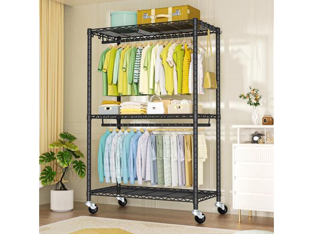 P3 Plus Rolling Clothes Rack, Clothing Racks for Hanging Clothes, Heavy Duty Garment Rack with Wheels, Freestanding Portable Closet Rack 45' W x...
