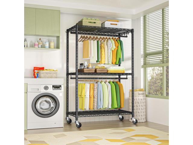 P3 Plus Rolling Clothes Rack, Clothing Racks for Hanging Clothes, Heavy Duty Garment Rack with Wheels, Freestanding Portable Closet Rack 45' W x...