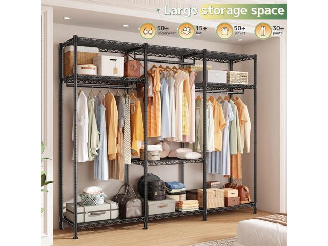Raybee Heavy Duty Clothes Rack Load 800 LBS, Adjustable Clothing Racks for Hanging Clothes, Clothing Rack with Shelves for Bedroom,Basement 56''W x...