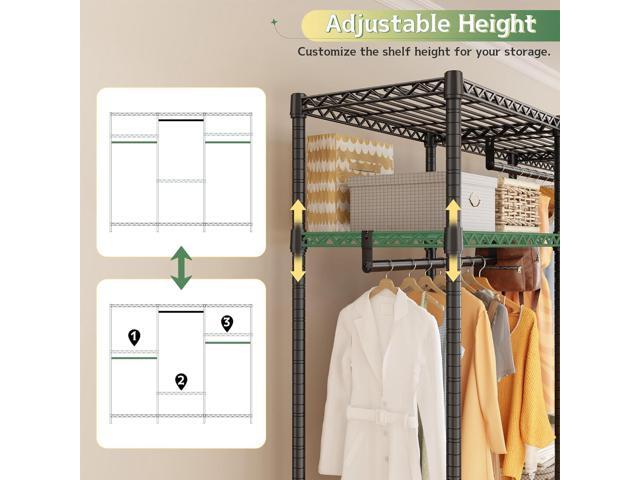 Raybee Heavy Duty Clothes Rack Load 800 LBS, Adjustable Clothing Racks for Hanging Clothes, Clothing Rack with Shelves for Bedroom,Basement 56''W x...