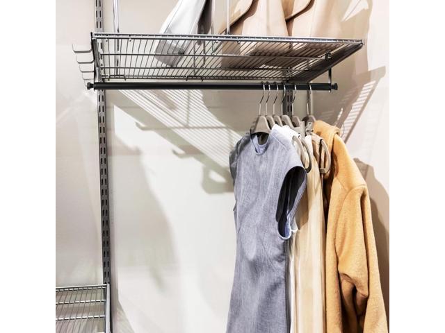 2 Pack Wire Shelving Garment Hanger Bar Wire Shelving Accessories Industrial Closet Clothes Rods for Home Retail Store(Black,36 Inch)