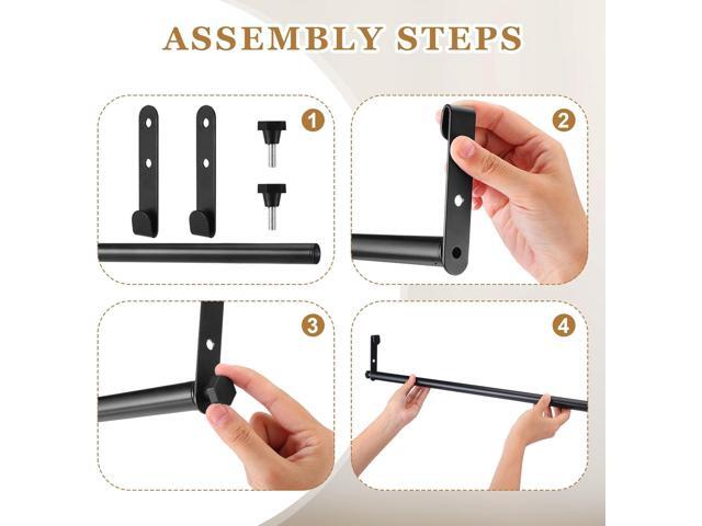 2 Pack Wire Shelving Garment Hanger Bar Wire Shelving Accessories Industrial Closet Clothes Rods for Home Retail Store(Black,36 Inch)